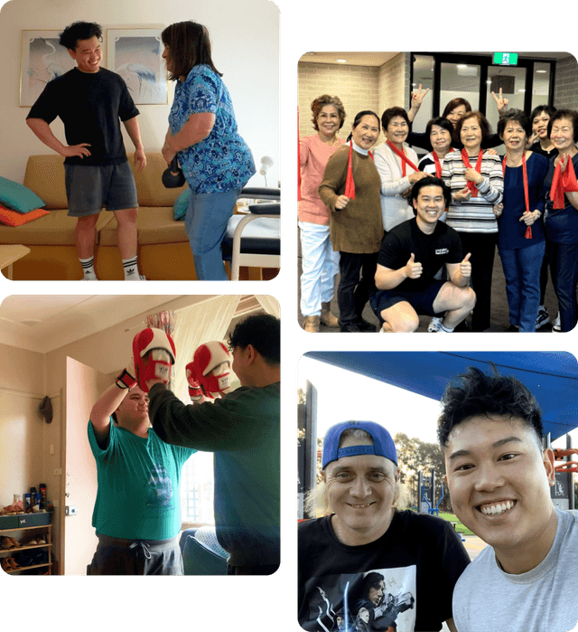 group of physio & exercise at home